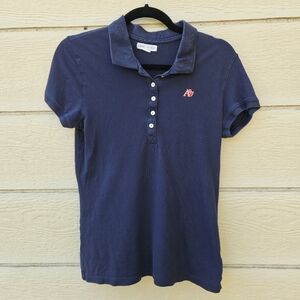 Aeropostale navy polo shirt with bright pink embroidered logo large